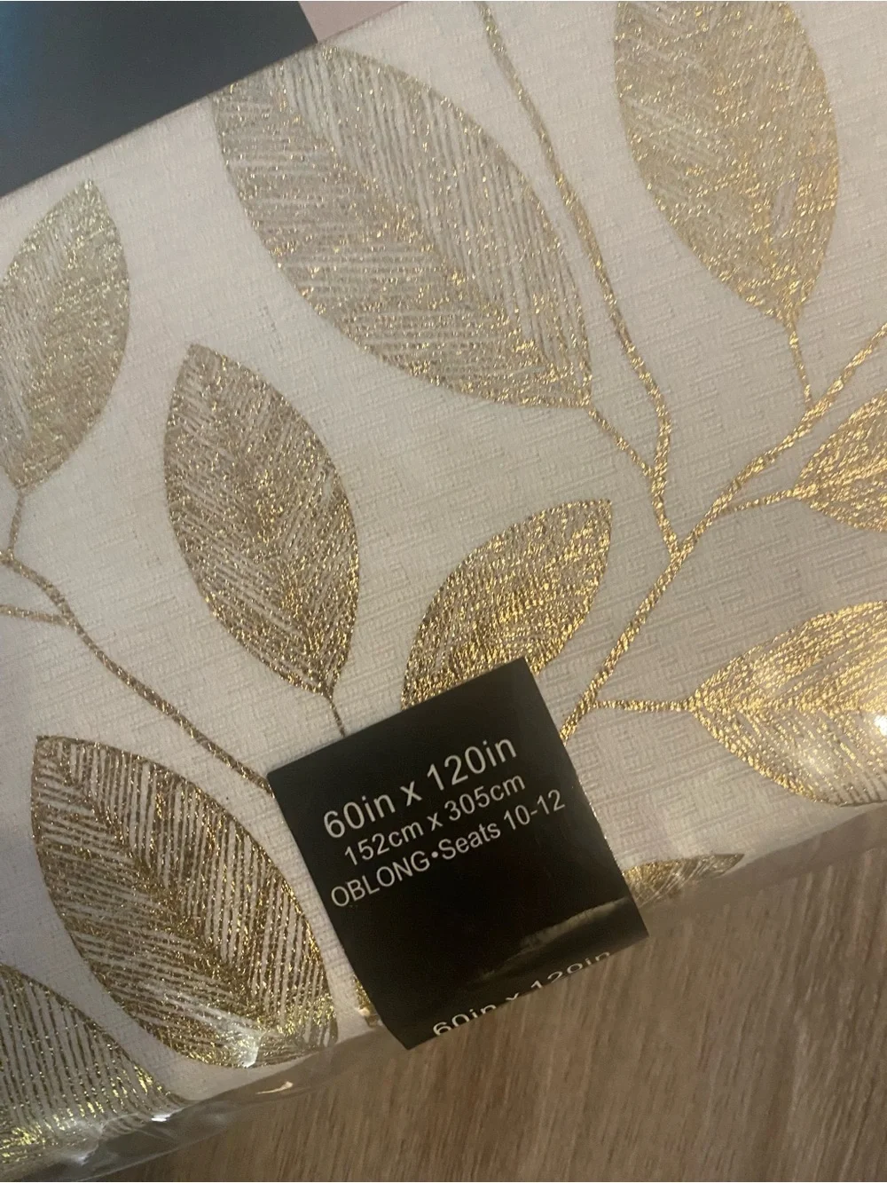 Colordrift Luxurious Metallic Leaf Print Cloth Tablecloth Oblong 60